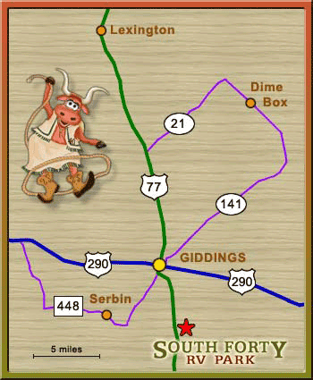 Directions to South Forty RV Park, Giddings TX